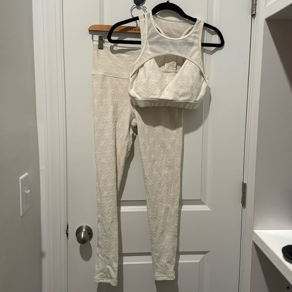 Mono b star cream workout set with built in bra. Size medium.